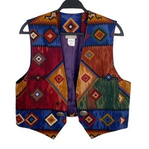 Coldwater Creek Multicolor Geometric Vest